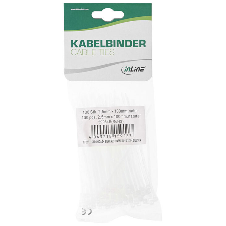 InLine Cable Tie Set 100 Pieces - natural image number 1