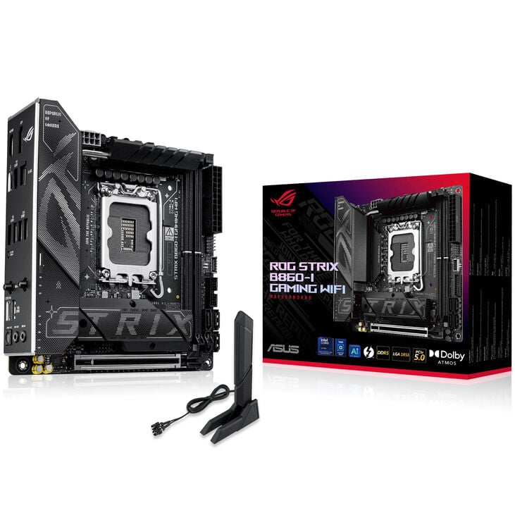 ASUS ROG Strix B860-I Gaming WiFi Motherboard, Socket LGA 1851, Intel B860, Mini-ITX, DDR5 image number 0