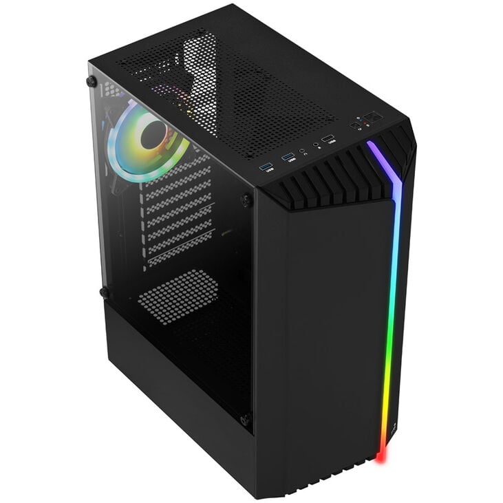 Aerocool Bionic v2 Midi-Tower, RGB, Tempered Glass - schwarz image number 1
