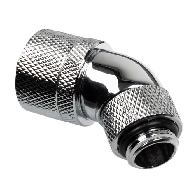 Alphacool HF Connection 45 Degree G1/4 Inch Female Thread to 16/10mm - Rotatable, Chrome Silver image number 1