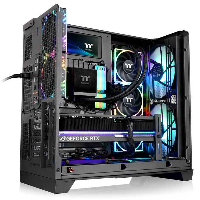 Thermaltake View 390 Air PC Case, Mid Tower, ATX, ARGB, Tempered Glass - Black image number 7