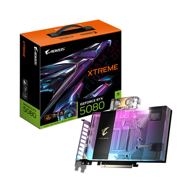 GIGABYTE Aorus GeForce RTX 5080 Xtreme Waterforce WB 16G, 16384 MB GDDR7 image number 0