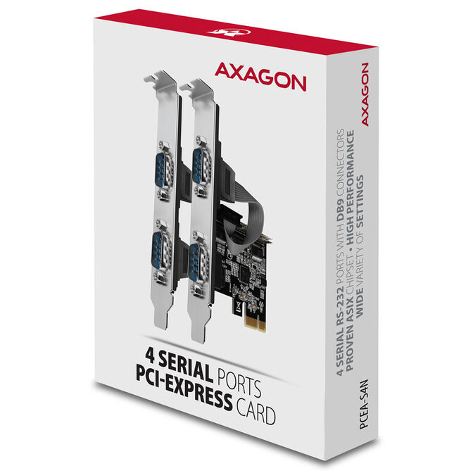 AXAGON PCEA-S4N PCIe-Adapter mit 4x Seriell-Ports - ASIX AX99100 Chipsatz image number 3
