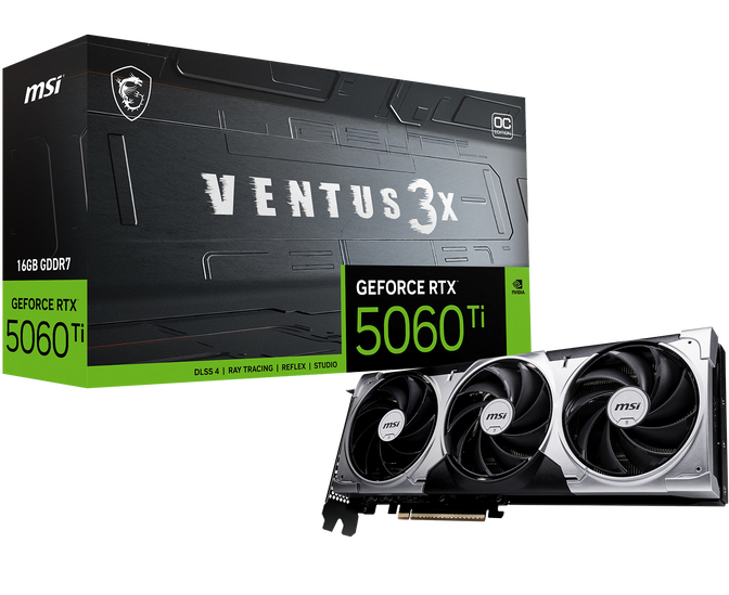MSI GeForce RTX 5060 Ti Ventus 3X OC, 16384 MB GDDR7 image number 0