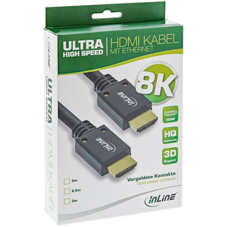 InLine 8K4K Ultra High Speed HDMI Kabel, schwarz - 3m image number 1