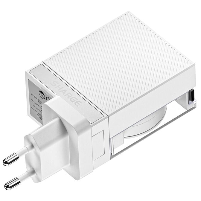 SHARGE Retractable 65W Charger EU PLUG - White image number 2