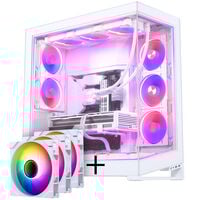 PHANTEKS NV Series NV9 E-ATX case, Tempered Glass, ARGB - matte white & M25 Gen2 PWM D-RGB fan 3-pack - Reverse Blade, 140mm, white + DRGB kit