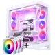 PHANTEKS NV Series NV9 E-ATX case, Tempered Glass, ARGB - matte white & M25 Gen2 PWM D-RGB fan 3-pack - Reverse Blade, 140mm, white + DRGB kit