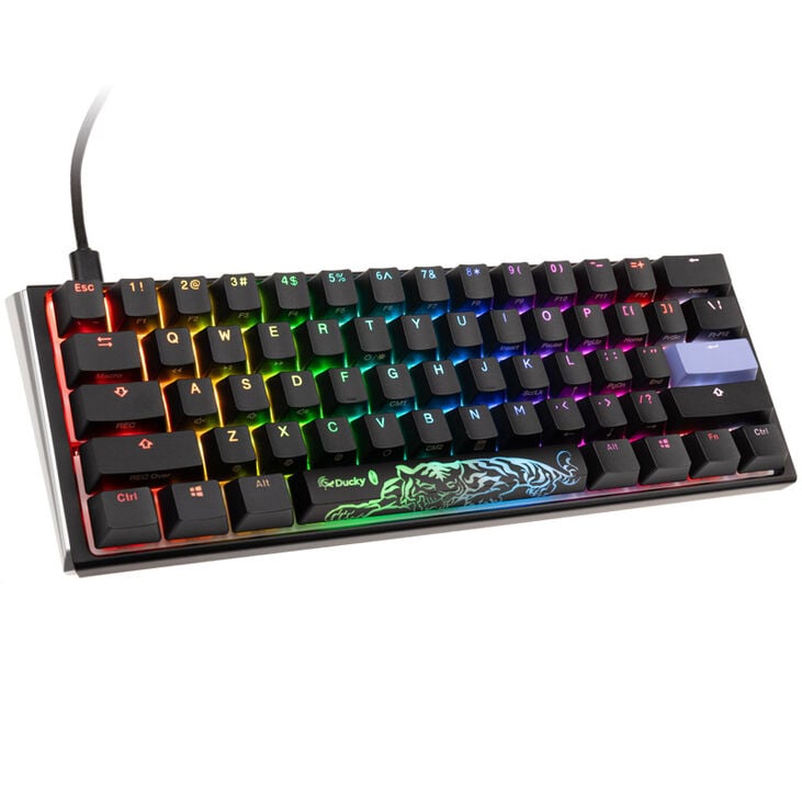 Ducky One 3 Classic Black/White Mini Gaming Keyboard, RGB LED - MX-Red (US) image number 0