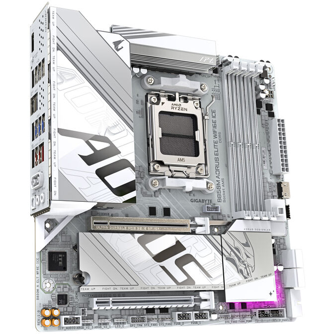 GIGABYTE B850M Aorus Elite WiFi6E ICE Mainboard, Sockel AM5, AMD B850, mATX, DDR5 image number 1
