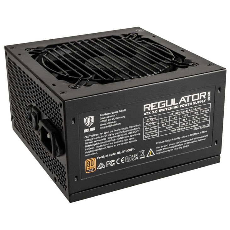 Kolink Regulator 80 PLUS Gold PSU, ATX 3.0, PCIe 5.0, modular - 1000 Watts image number 0