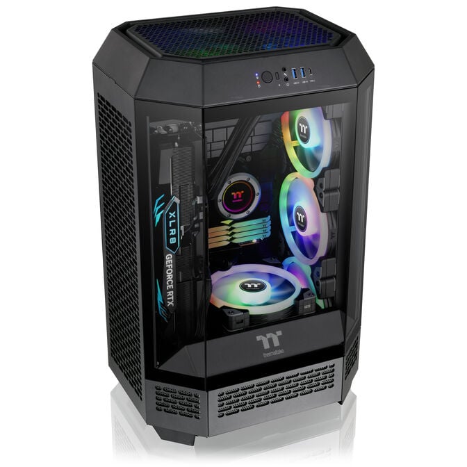 Thermaltake The Tower 300 PC-Geh&auml;use, Mini-Geh&auml;use, mATX, Tempered Glass - inklusive 2x 140-mm-L&uuml;fter, schwarz image number 6