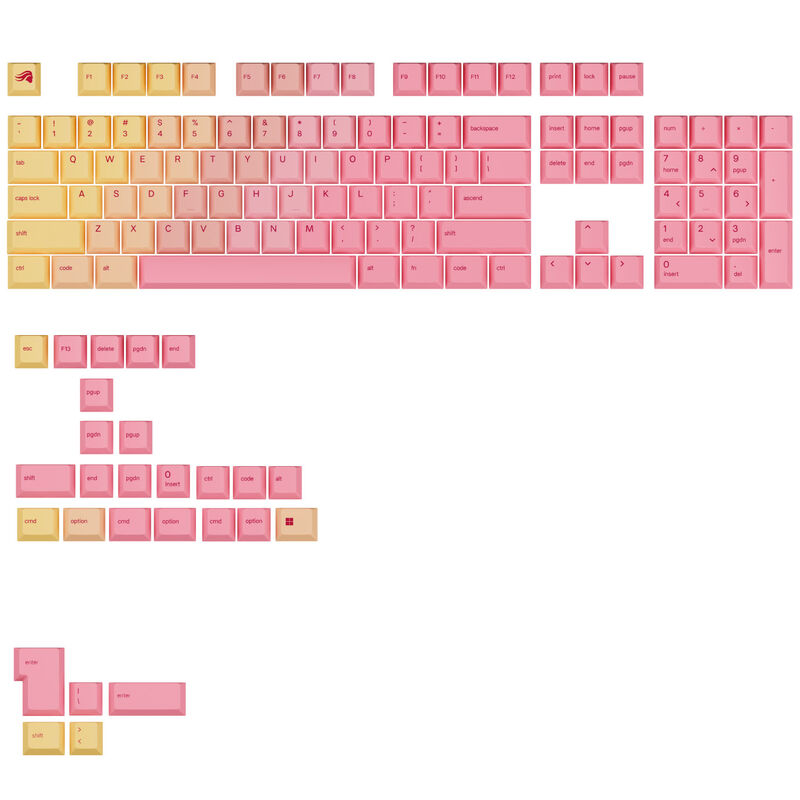 Glorious GPBT Gradient Keycaps, ANSI Layout (US), PBT, Dye-Sub - Grapefruit GAKC-581
