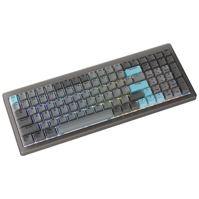 Ducky Cushion 98 Gaming-Tastatur, 96%, US-Layout, Shush Red Switches - Nickel image number 1