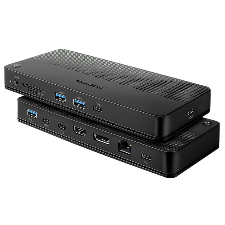 AXAGON HMC-U4 USB-C Dock, HDMI + DP, USB 3.2 Gen 2, PD 100W - schwarz image number 1