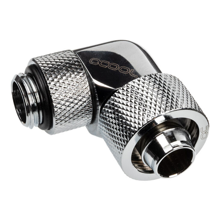 Alphacool Eiszapfen Connector 90 Degree G1/4 Inch Female Thread to 16/10mm - Rotatable, chrome silver image number 0