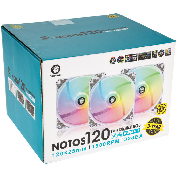 Bitspower Notos RGB PWM Lüfter, 120mm - weiß, 3er-Pack image number 8
