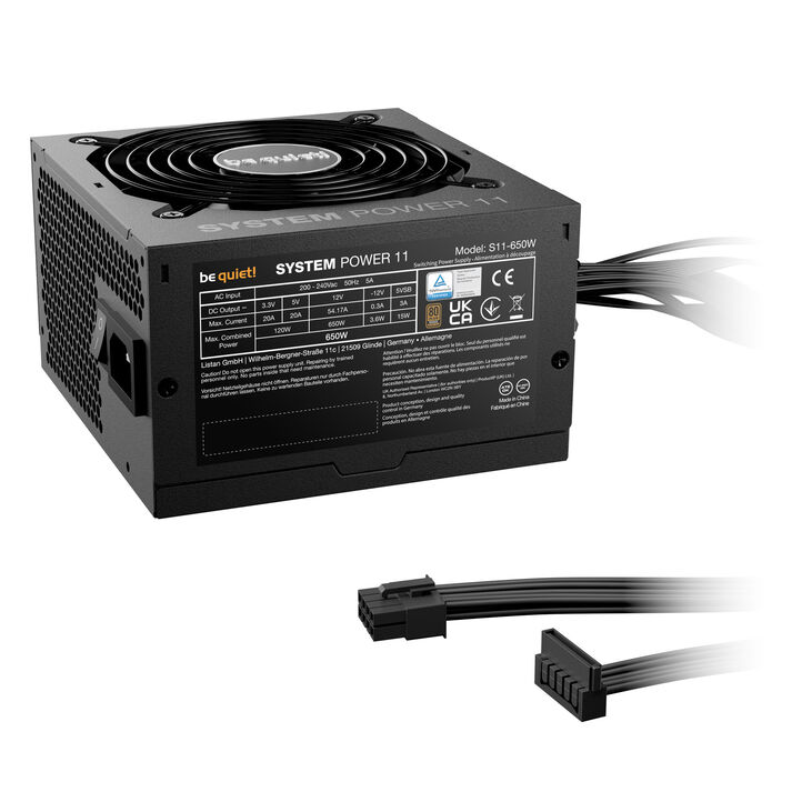 be quiet! System Power 11 80 PLUS Bronze Power Supply, ATX 3.1, PCIe 5.1 - 650 Watts, black image number 1
