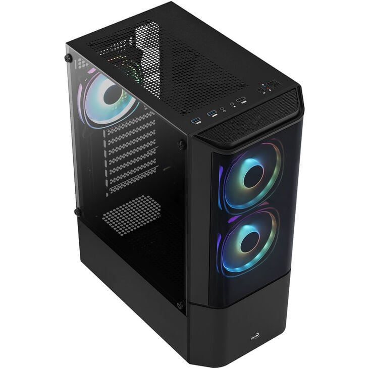 Aerocool Quantum v3 Midi-Tower, RGB, Tempered Glass - schwarz image number 1