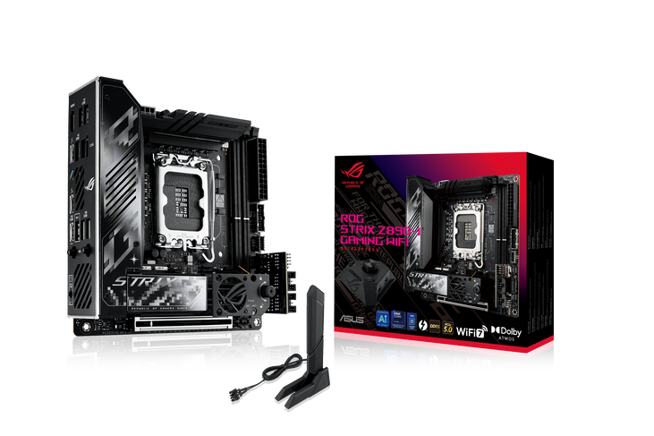 ASUS ROG Strix Z890-I Gaming WiFi Mainboard, Sockel LGA 1851, Intel Z890, Mini-ITX, DDR5 image number 0