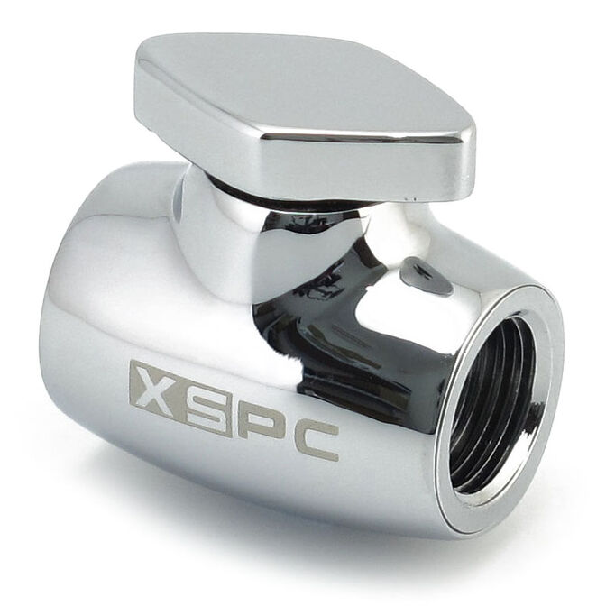 XSPC G1/4 Ball Valve - Brass, Silver-Chrome image number 0
