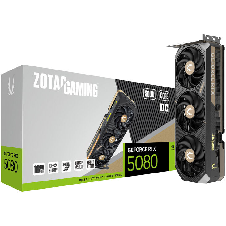 ZOTAC GAMING GeForce RTX 5080 Solid Core OC, 16384 MB GDDR7 image number 0