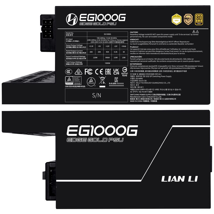 Lian Li EDGE GOLD 1000 80 PLUS Gold Netzteil, PCIe 5.1, ATX 3.1 - 1.000 Watt, schwarz, inkl. USB-Hub image number 6