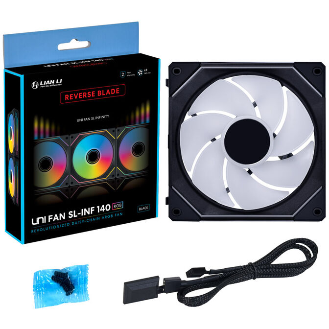 Lian Li UNI FAN SL-INF 140 ARGB Reverse Blade PWM L&uuml;fter - 140mm, schwarz image number 7