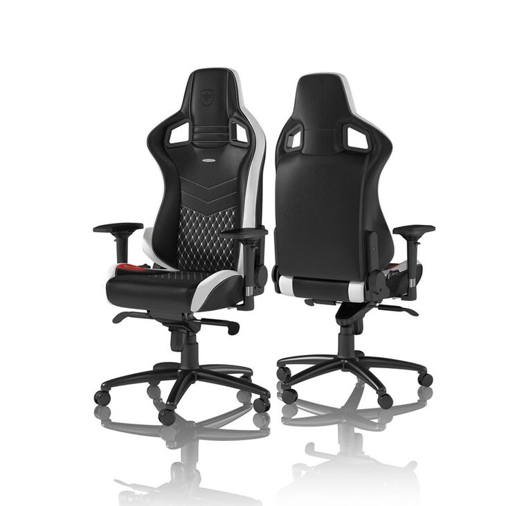 noblechairs EPIC Real Leather Gaming Chair - black/white/red image number 1