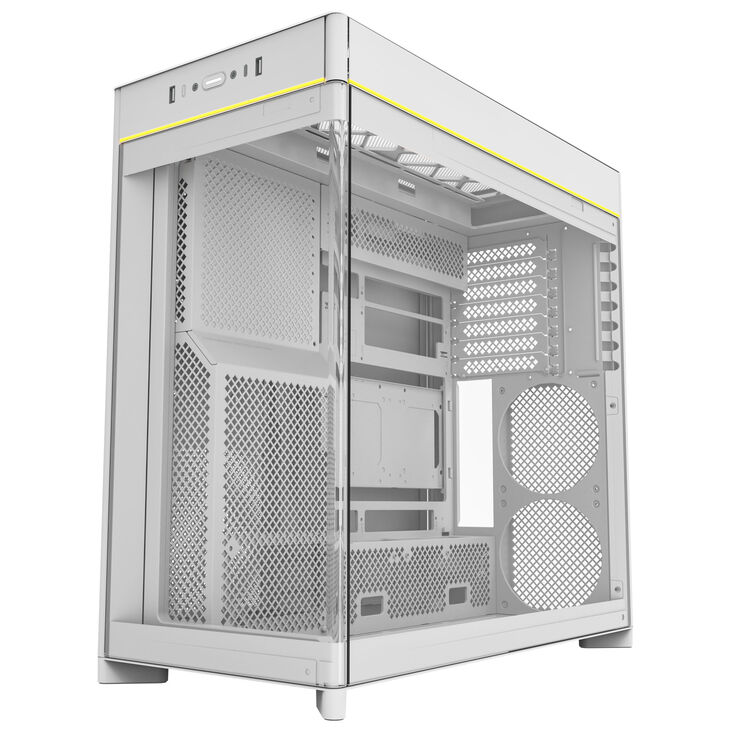 Montech HS02 PC Case, Midi Tower, ATX, Tempered Glass, ARGB - White image number 3