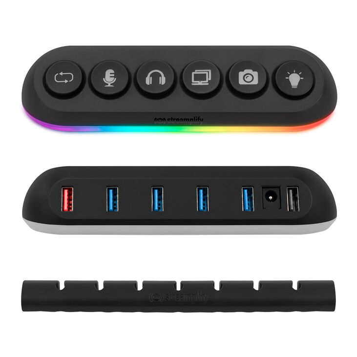 Streamplify HUB DECK 5, 4x USB 3.0, 1x USB 2.0, RGB, 12V, EU-Netzkabel - schwarz image number 4