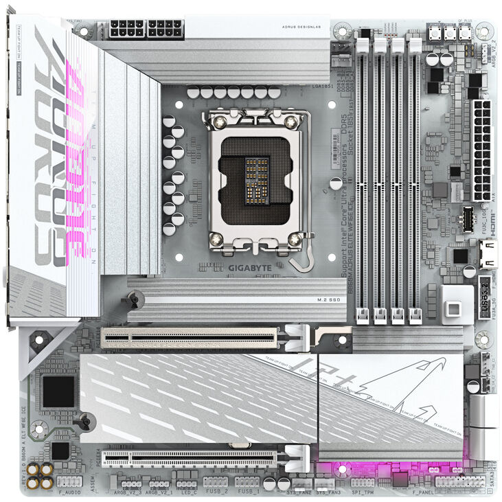 GIGABYTE B860M Aorus Elite WiFi6E ICE Motherboard, Socket 1851, Intel B860, mATX, DDR5 image number 2