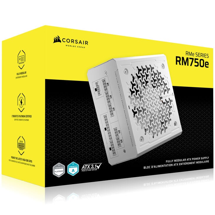 Corsair RMe Series RM750e 80 PLUS Gold Power Supply, modular, ATX 3.1, PCIe 5.1 - 750 Watts, white image number 15