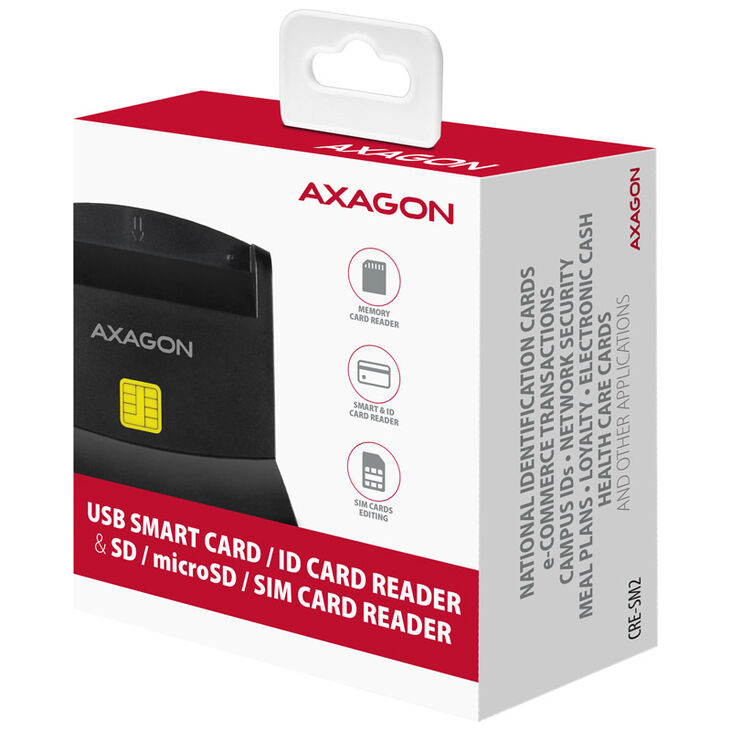 AXAGON CRE-SM2 USB Smart Card und SD/microSD/SIM Card Reader - USB 2.0 image number 2