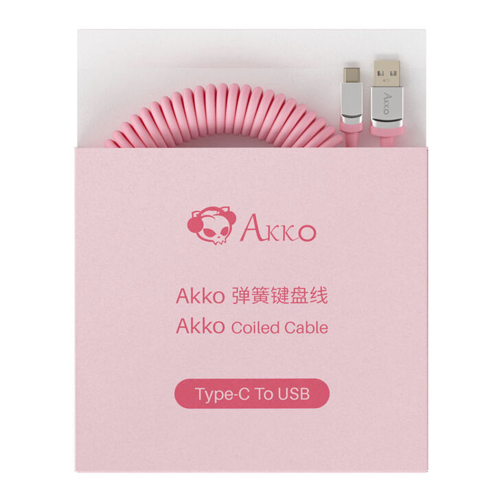AKKO Coiled Cable, USB-C auf USB-A - pink image number 1