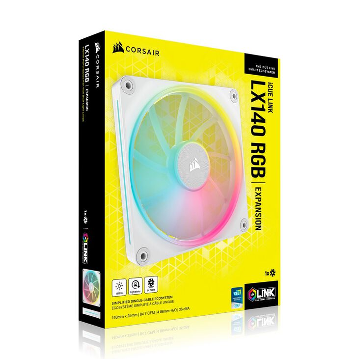 Corsair iCUE Link LX140 RGB, PWM Lüfter - 140mm, weiß image number 6