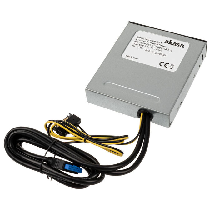 Akasa USB 3.1 Gen2 and Quick Charge Panel 3.5 inch - black image number 1