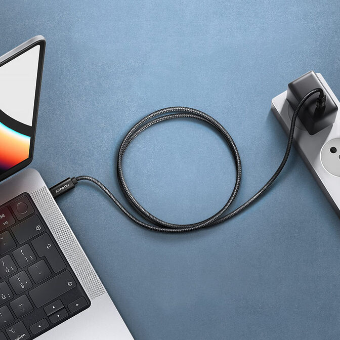 AXAGON BUCM4X-CM10AB USB-C zu USB-C Kabel, USB4 Gen 3&times;2, 1 m, PD 240W, 8K HD, ALU, geflochten - schw image number 4