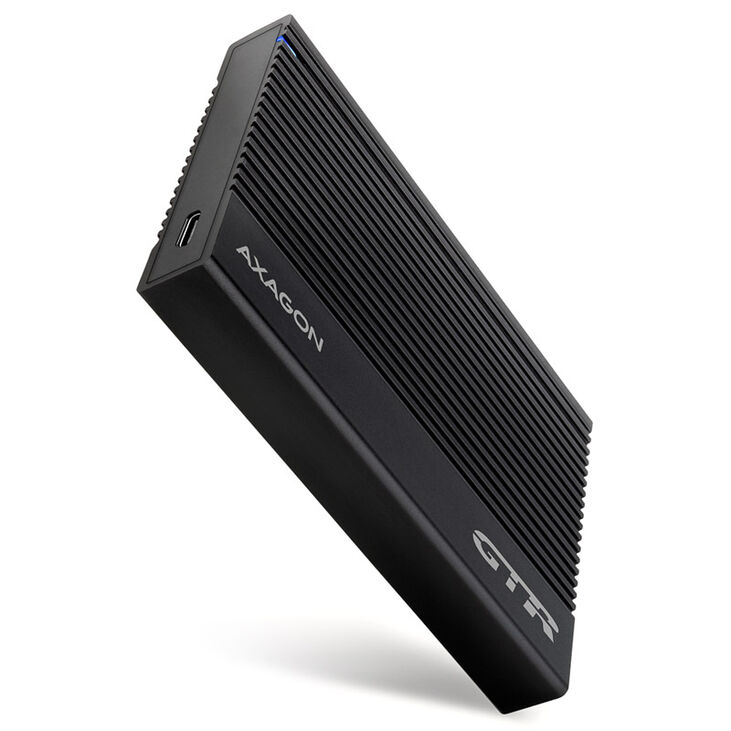 AXAGON EE25-GTR USB-C 3.2 Gen 2 - SATA 6G, 2.5" external hard drive enclosure, grooved - black image number 0