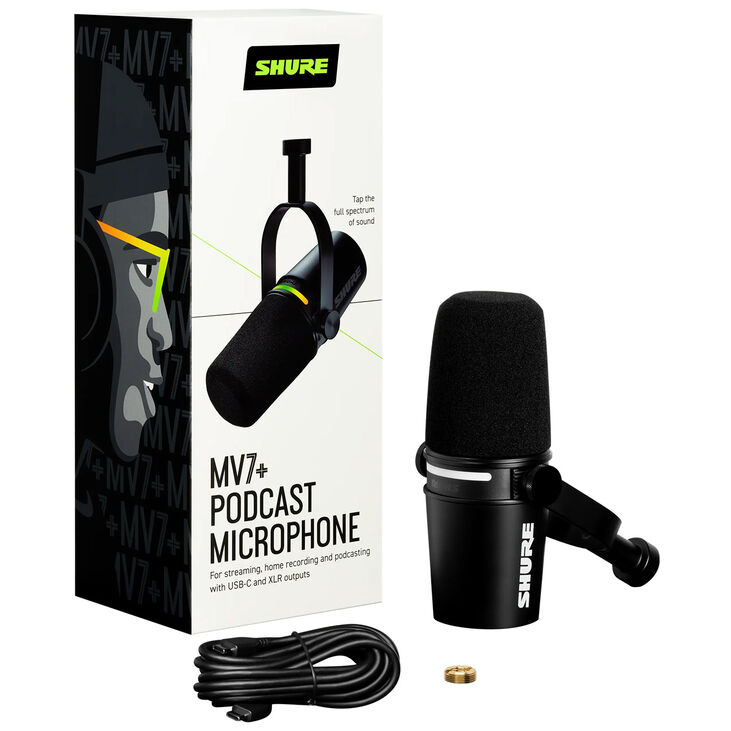 Shure MV7+-K Podcast Microphone XLR/USB - black image number 4