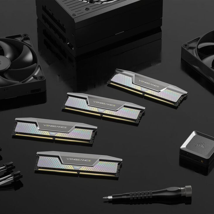 Corsair Vengeance RGB DDR5-8200 RAM, CL40, XMP 3.0, CUDIMM - 48 GB Dual-Kit, silber image number 9