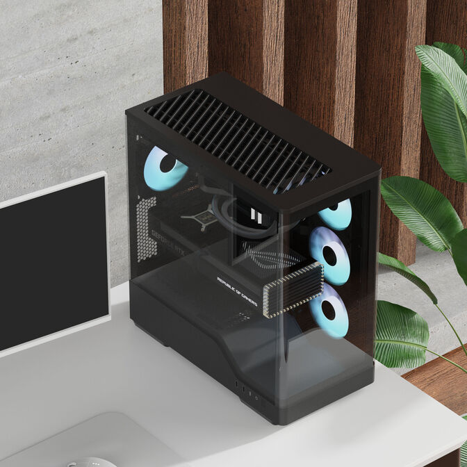 Aerocool P500A PC-Geh&auml;use, Midi-Tower, ATX, Tempered Glass, RGB - schwarz image number 1