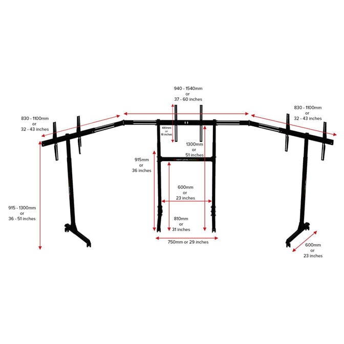 Next Level Racing Free Standing Triple Monitor Stand image number 5