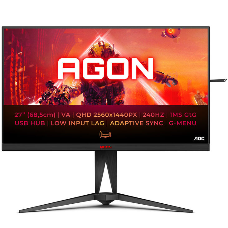 AOC AGON PRO AG275QZN/EU, 27 inch Gaming Monitor, 240 Hz, VA, Adaptive Sync image number 2
