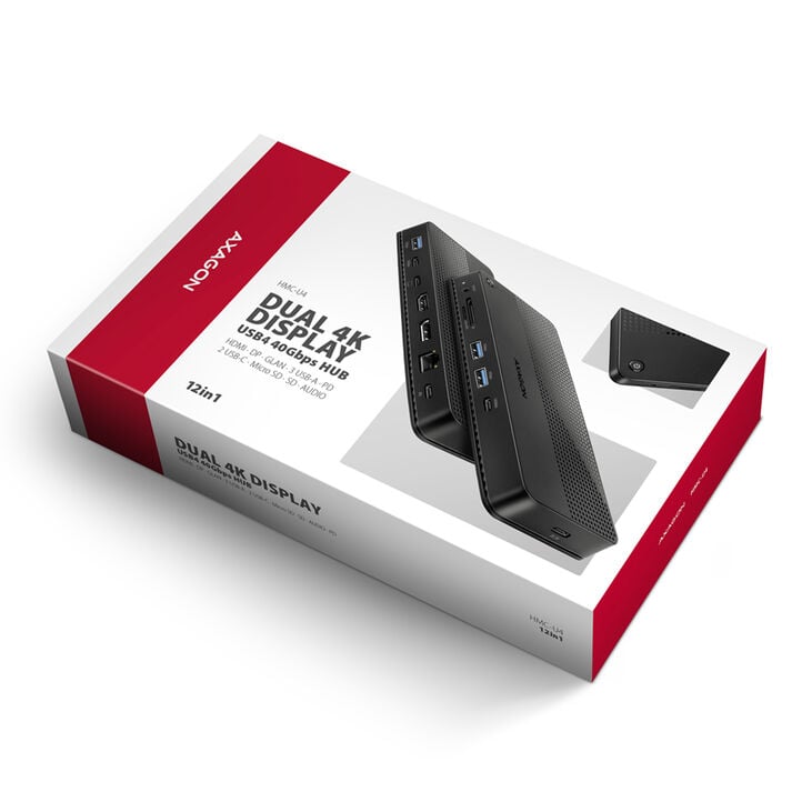 AXAGON HMC-U4 USB-C Dock, HDMI + DP, USB 3.2 Gen 2, PD 100W - schwarz image number 3