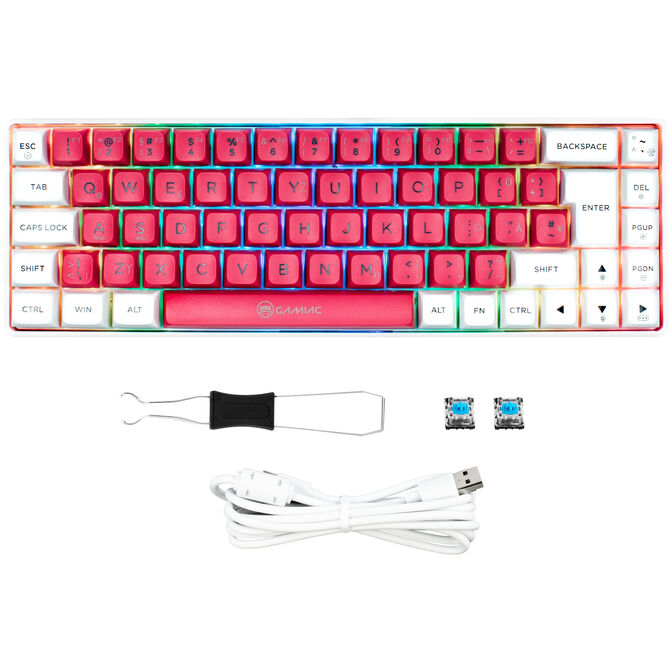 GAMIAC TKL69G SF Gaming Keyboard, Kailh Blue Switches, RGB - white/red image number 6