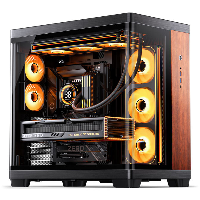 JONSBO TK‑4 Wood PC‑Geh&auml;use, Midi‑Tower, ATX, Tempered Glass - schwarz image number 5