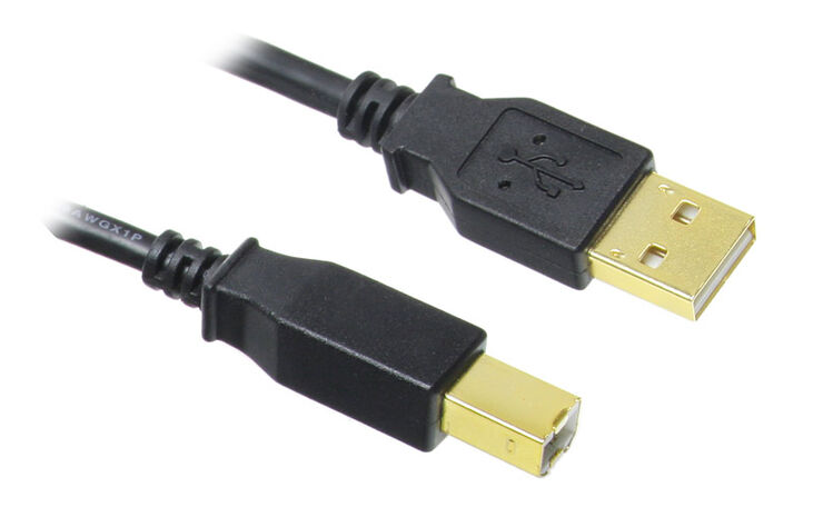 InLine USB 2.0 Kabel, A auf B, vergoldet, schwarz - 2m image number 0