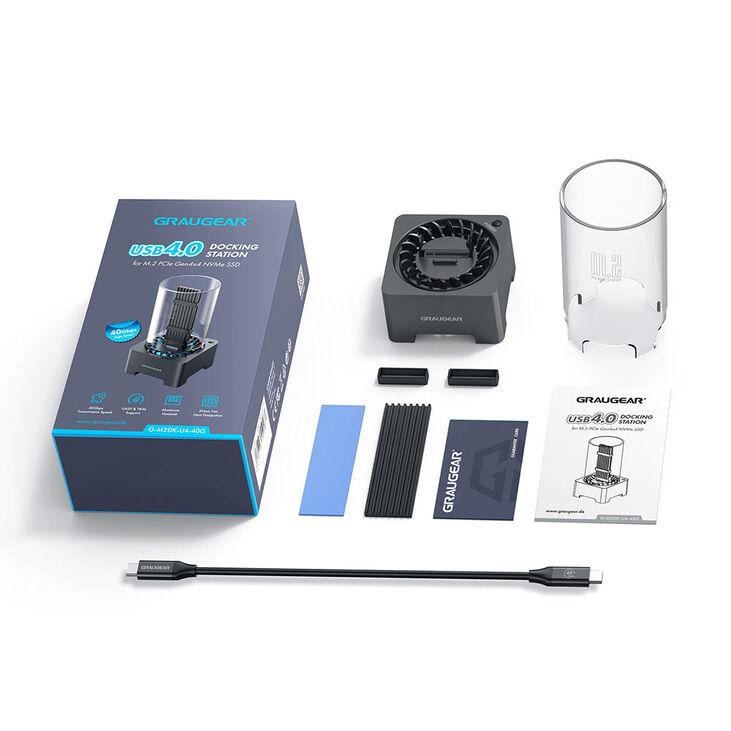 Graugear USB 4.0 Docking Station für M.2 NVMe SSD mit Heatsink und Lüfter image number 1