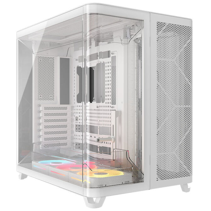 Corsair AIR 5400 LX-R LINK PC Case, Mid Tower, Tempered Glass, RGB - includes 3x 120mm Fans, white image number 0